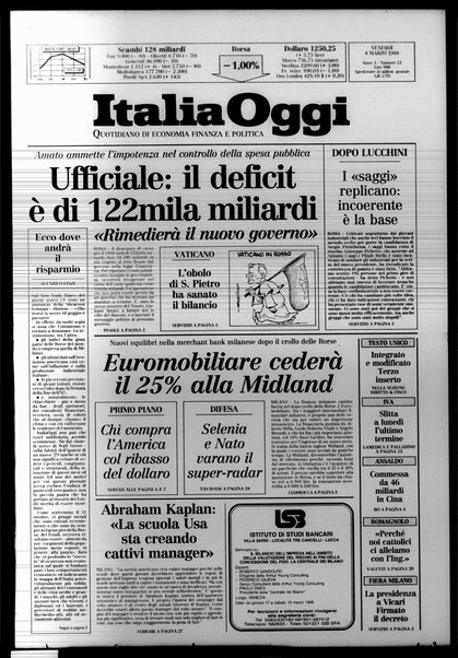 Italia oggi : quotidiano di economia finanza e politica